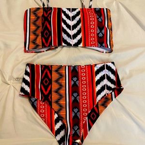 NWT SHEIN high waisted bikini! 🧡🖤❤️ size L